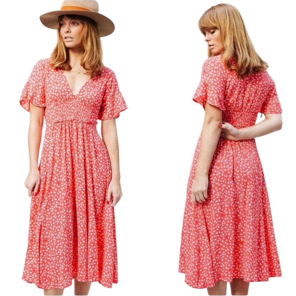 FREE PEOPLE In Full Bloom Dress – Red | Size M - Picture 2 of 8